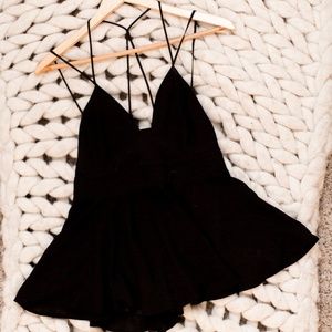 Express Black Peplum Top with Open Back